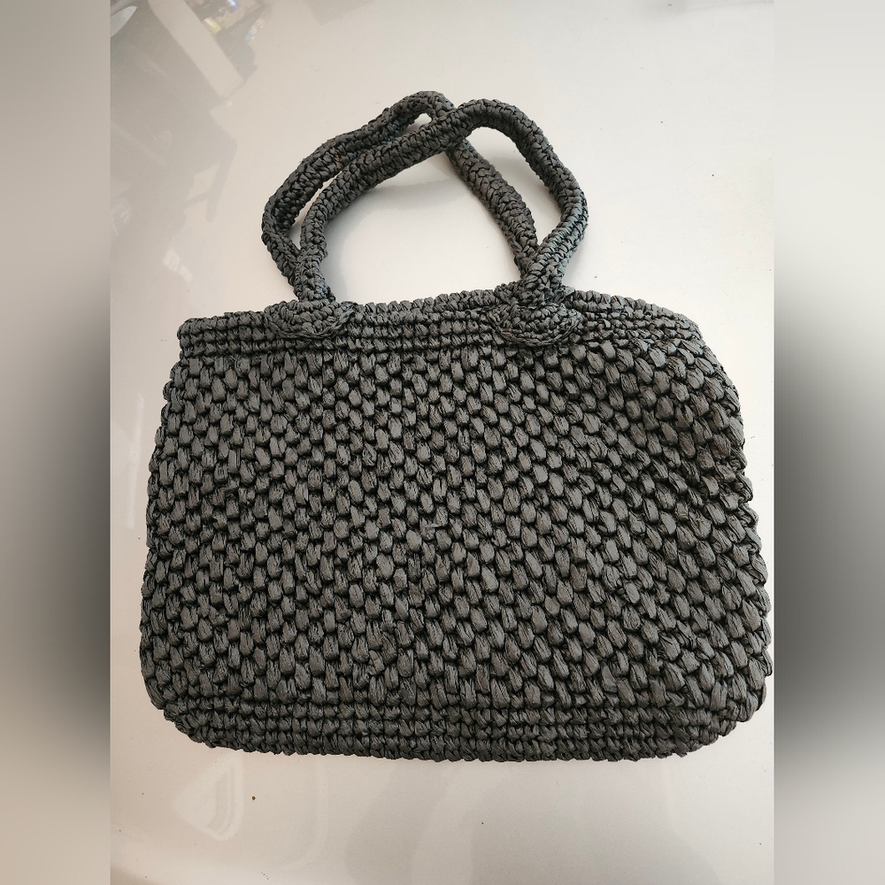 Charcoal Gray Woven Bag